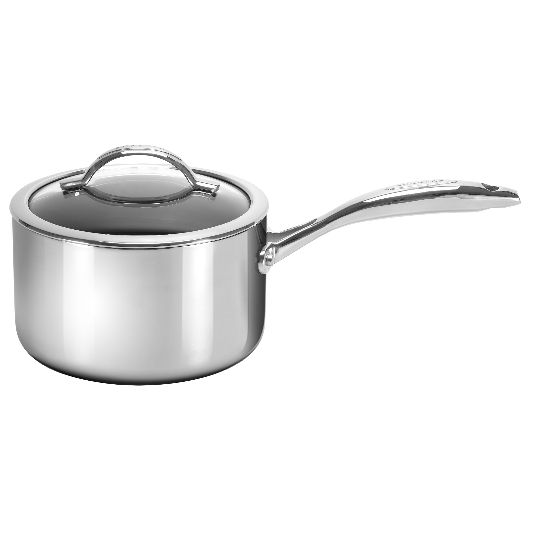 Stainless Steel Saucepan with lid in a white background
