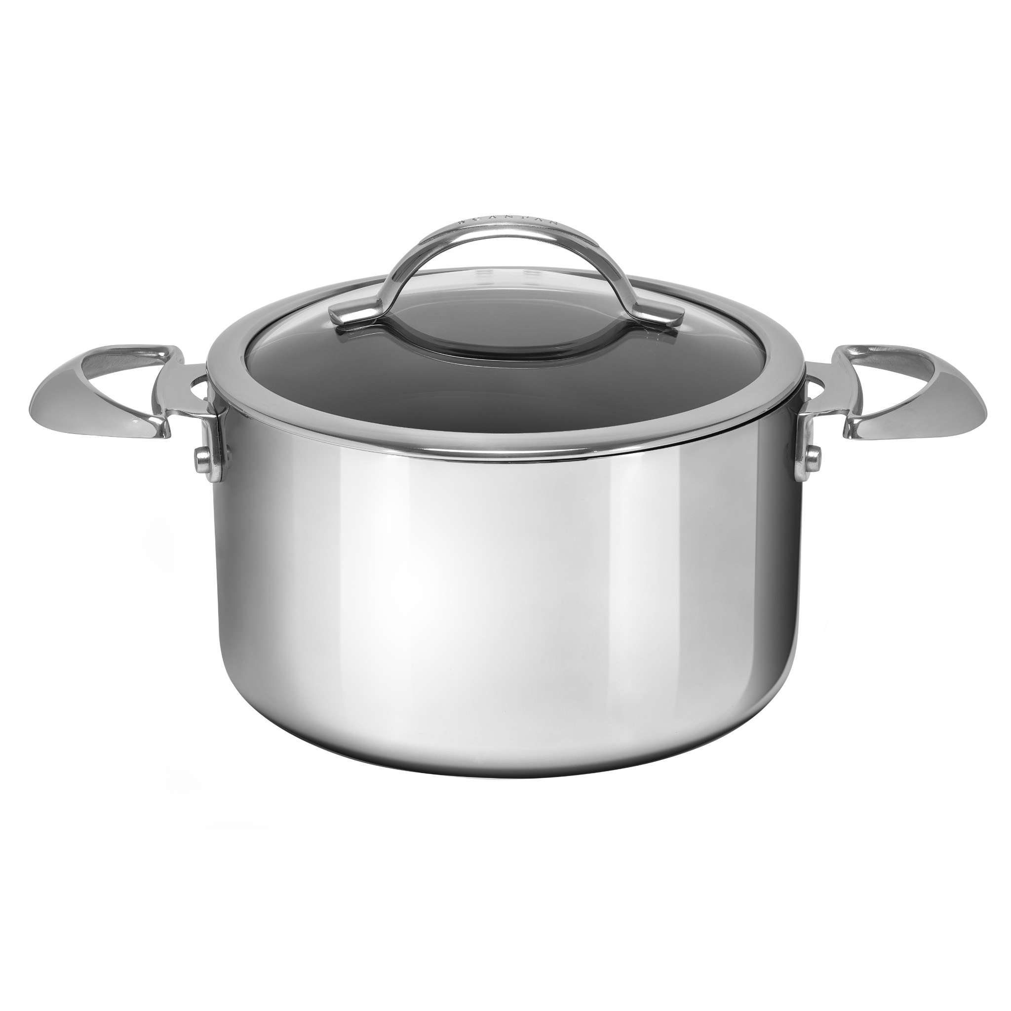 Stainless Steel Dutch Oven with non stick black inside and white background
