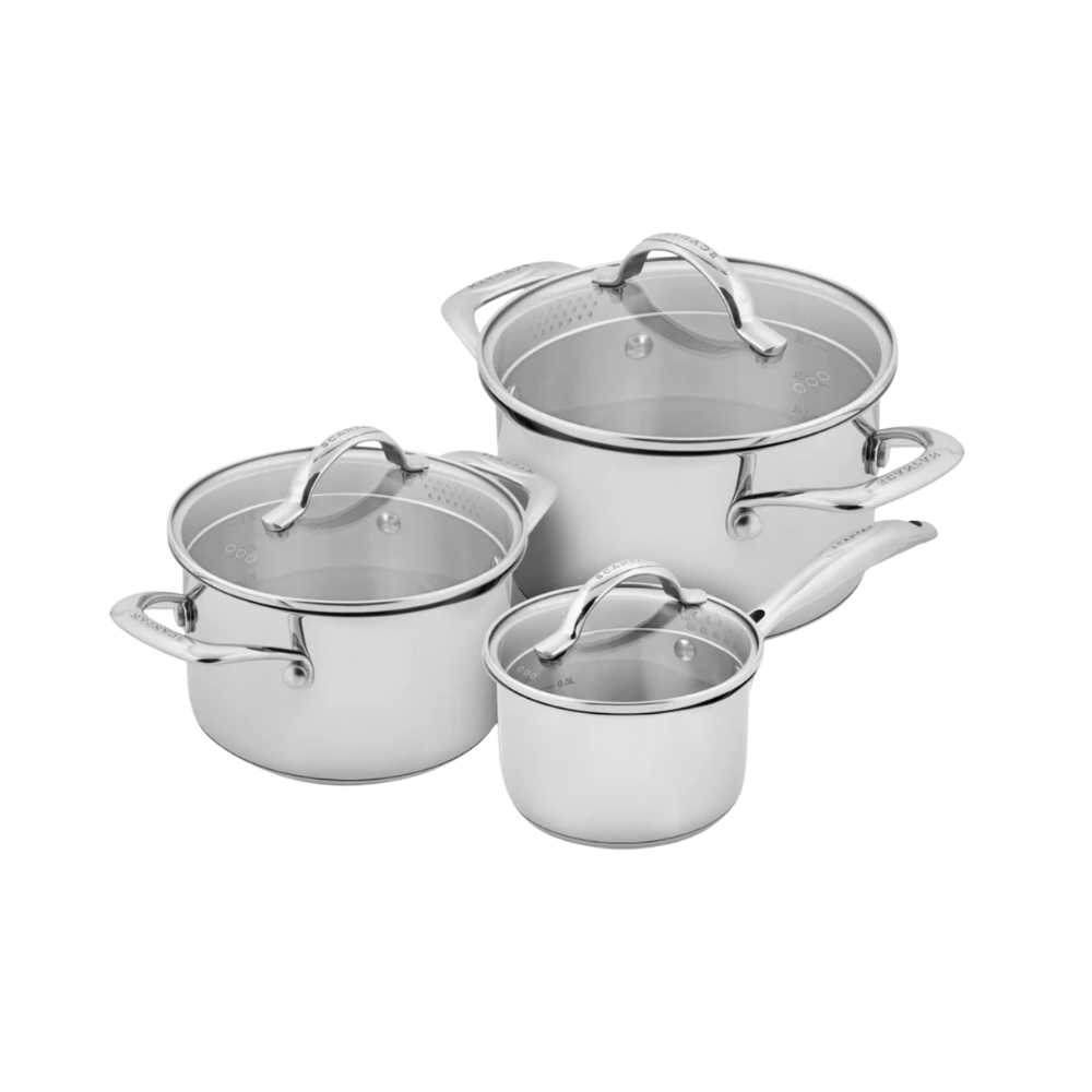SCANPAN STS 3 Piece Cookware Set - 16cm Saucepan, 20cm & 24cm Dutch Oven